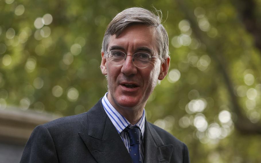 British Energy Minister Jacob Rees-Mogg departs a cabinet meeting at 10 Downing Street in London on Sept. 7, 2022.