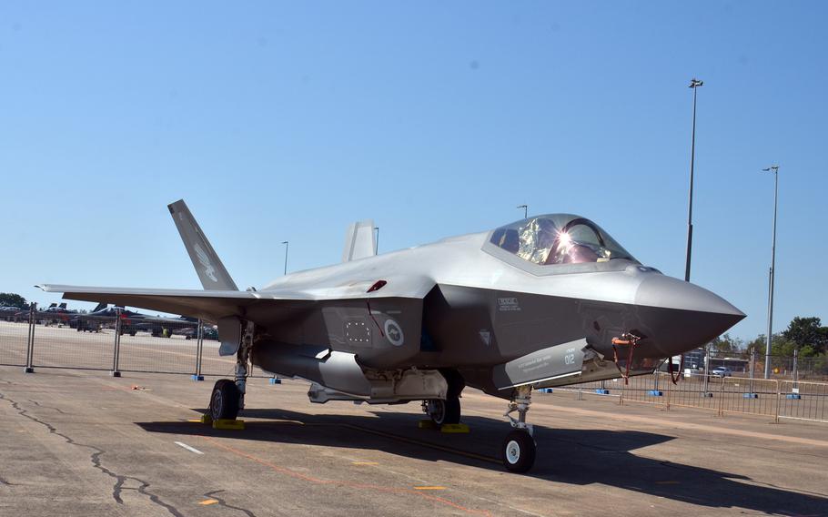 A Royal Australian Air Force F-35A Lightning II stealth fighter at RAAF Darwin, Saturday, Aug. 27, 2022.