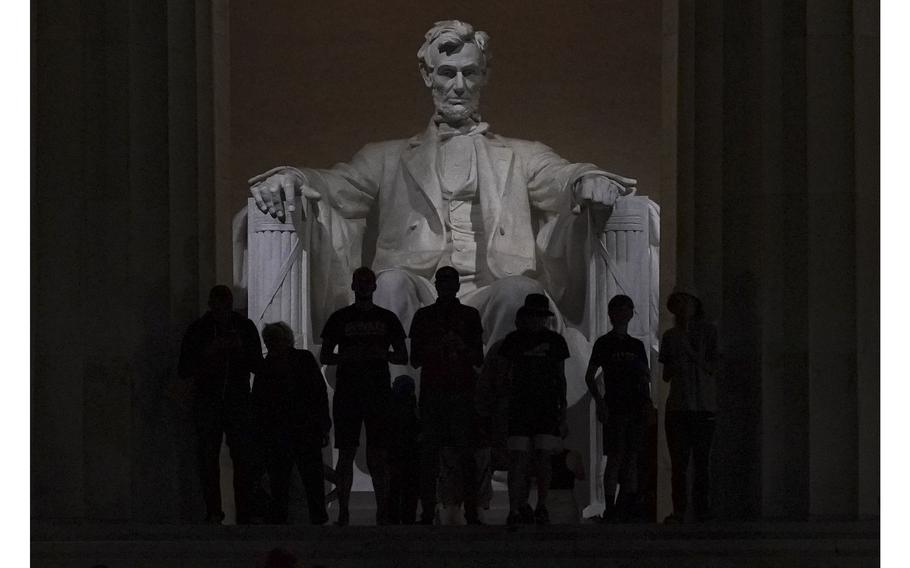Visitors at the Lincoln Memorial on May 18, 2022 in Washington, D.C. 