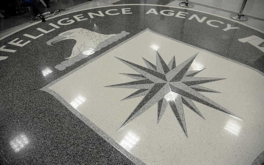 The seal of the Central Intelligence Agency is seen on the floor at CIA headquarters, Jan. 21, 2017, in Langley, Va.