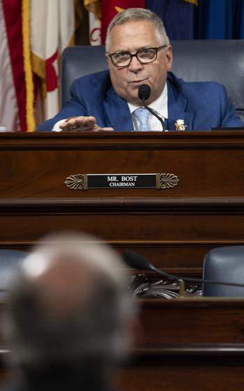 Rep. Mike Bost, R-Ill., chairman of the House Veterans’ Affairs Committee, presides over a hearing at the Capitol on June 4, 2024.