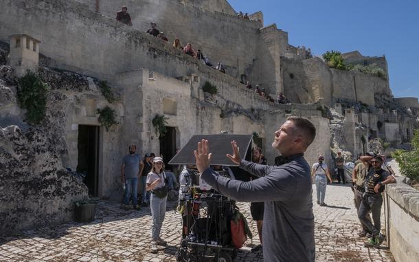 A TV crew in Matera, Italy. 
