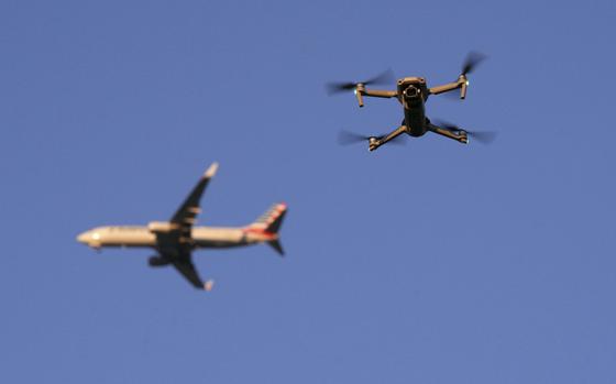 An airplane and a drone.