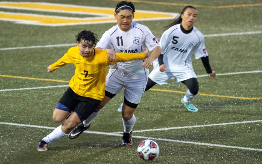 Robert D. Edgren senior Axel Nogueras, left, will suit up in the fall for the Southwestern Christian University Eagles of Bethany, Okla.