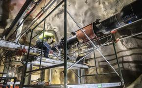 A Navy contractor works on repairing a fuel pipe at the Red Hill Bulk Fuel Storage Facility near Joint Base Pearl Harbor-Hickam, Hawaii, March 6, 2023.