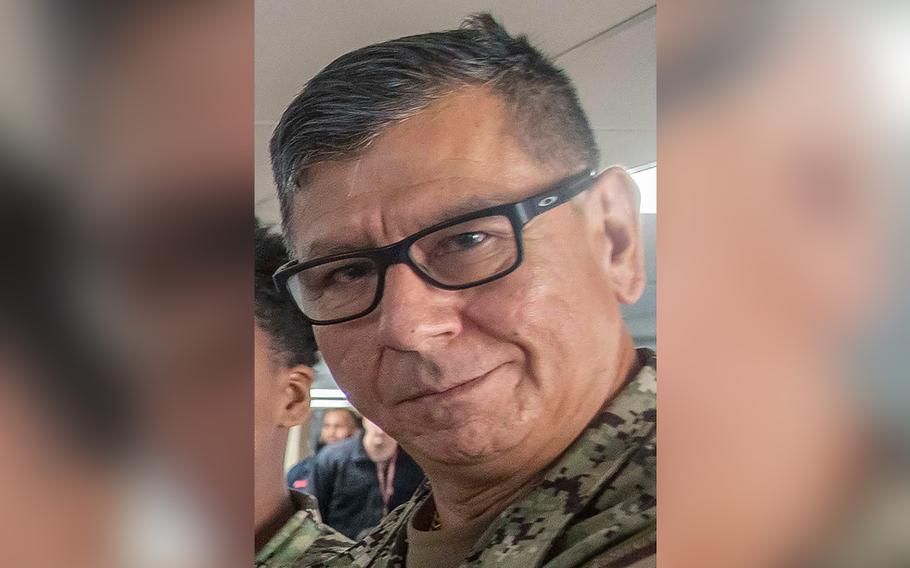 Lt. Cmdr. Lucas Martinez is seen at an event on Oct. 13, 2022, at Naval Base Kitsap-Bremerton, Wash. Martinez, who is with the Navy’s Fleet Readiness Center Northwest, was arrested March 13, 2024, and charged with paying for sex with a 14-year-old boy. 
