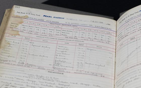The historic log book was nearly thrown away before being saved by a curious civilian employee at the old Norton Air Force Base in San Bernardino, California. MUST CREDIT: Marvin Joseph/The Washington Post