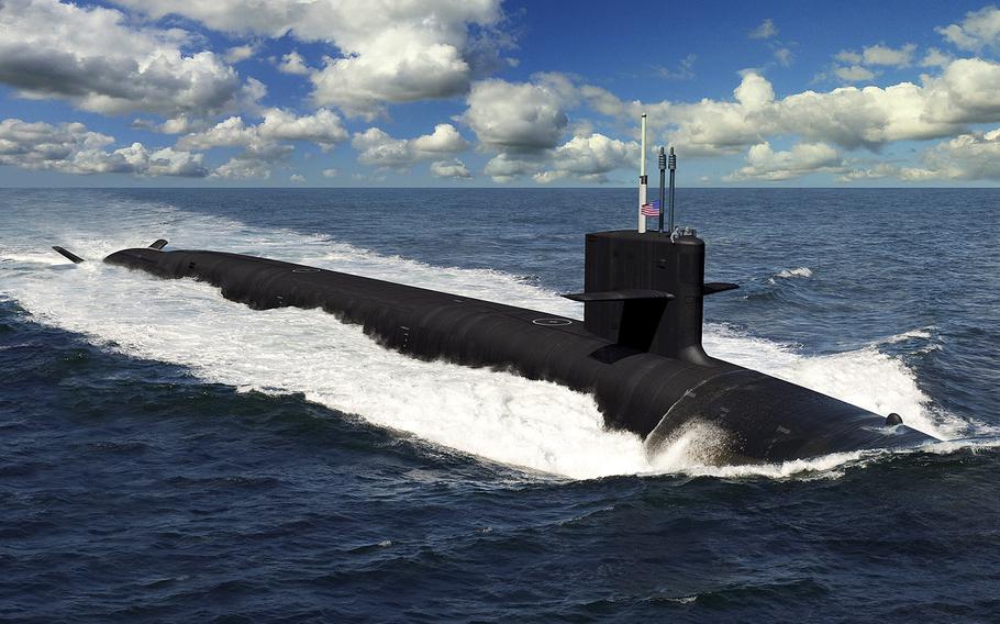 An artist rendering of the future U.S. Navy Columbia-class ballistic missile submarines. 