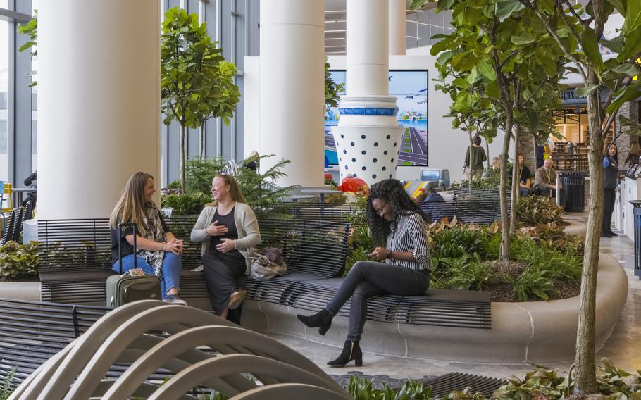A hangout area at LaGuardia Airport’s new Terminal B.