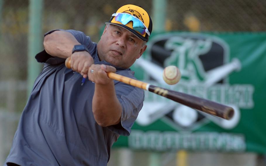 Frank Macias, who taught and coached at Matthew C. Perry for 12 years and is now coaching Kadena's baseball team, is back at his old school this weekend for a series of games against Japan teams.