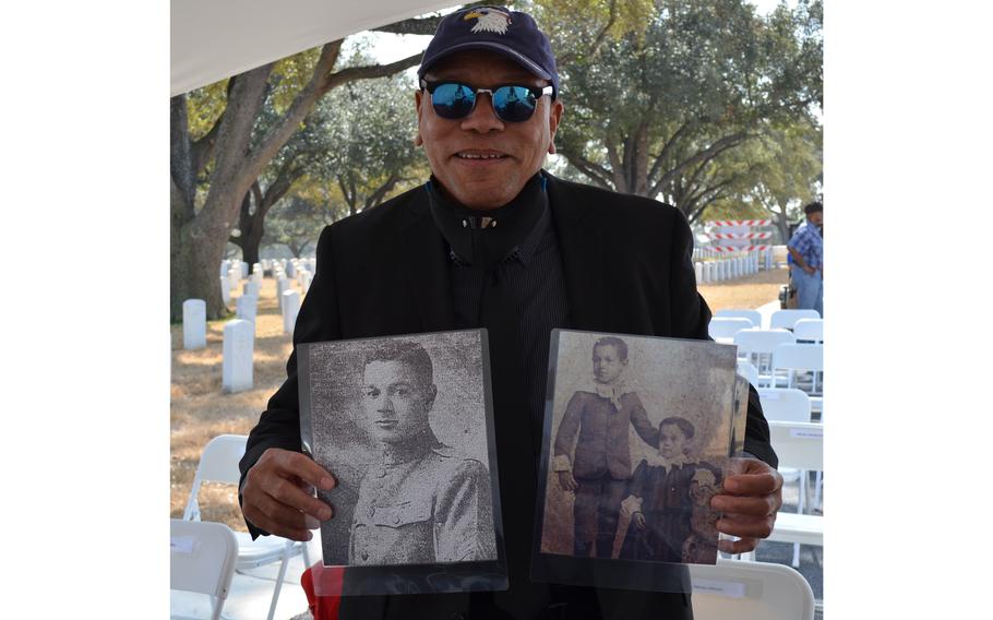 Charles Anderson holds photographs of his cousin, Sgt. William Nesbit, who was one of 19 men hanged for mutiny following the Houston Riots of 1917. Anderson and other descendants of the soldiers have been advocating for the Army to review the case. This month, the Army announced it would do so. 