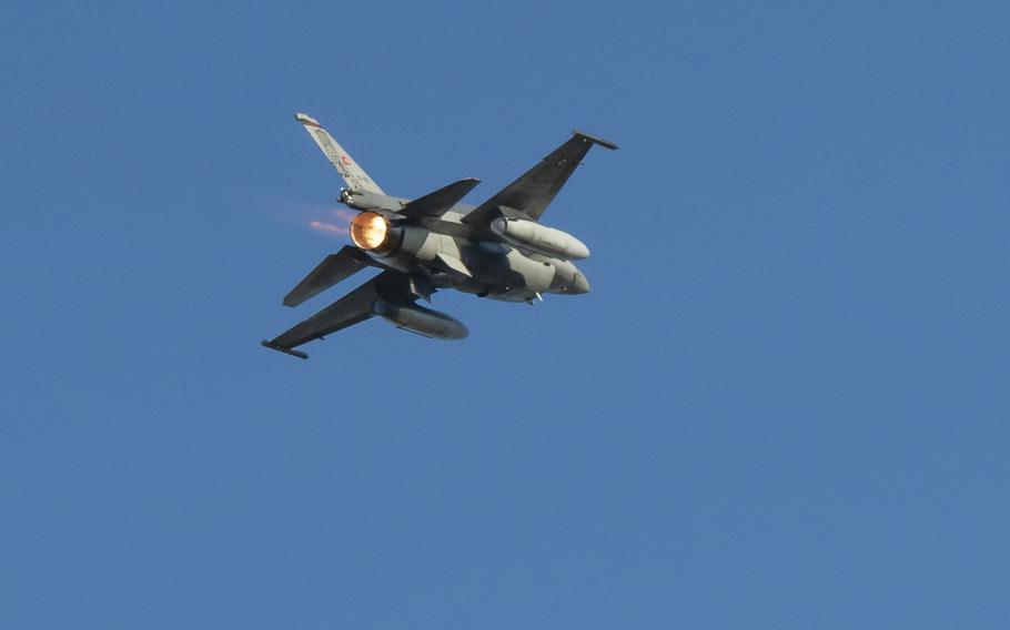 A Royal Netherlands Air Force F-16 Fighting Falcon