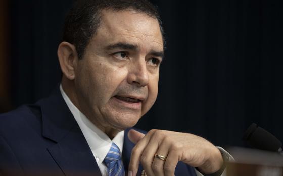 FILE - Rep. Henry Cuellar, D-Texas, speaks during a hearing of the Homeland Security Subcommittee of the House Committee on Appropriations with Homeland Security Secretary Alejandro Mayorkas on Capitol Hill, April 10, 2024, in Washington. In a statement released Friday, May 3, Cuellar denied any wrongdoing amid reports of pending indictments related to the former Soviet republic of Azerbaijan. (AP Photo/Mark Schiefelbein, File)