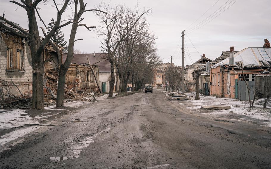 The scene on a street in Kupyansk.