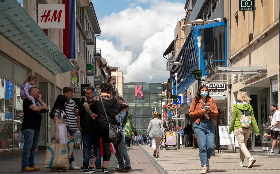 Fackelstrasse, one of the main shopping streets in downtown Kaiserslautern, on Tuesday, May 24, 2022. 