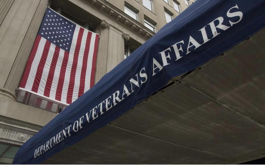 Blue awning in front of a Department of Veterans Affairs building in Washington, DC