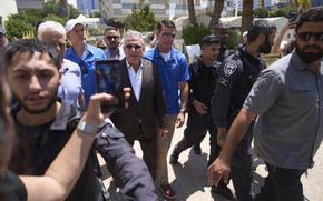 White House special envoy Steve Witkoff arrives to meet families of hostages held captive in the Gaza Strip, at the plaza known as the hostages square in Tel Aviv, Israel, Saturday, Aug. 2, 2025. ( AP Photo/Ariel Schalit)