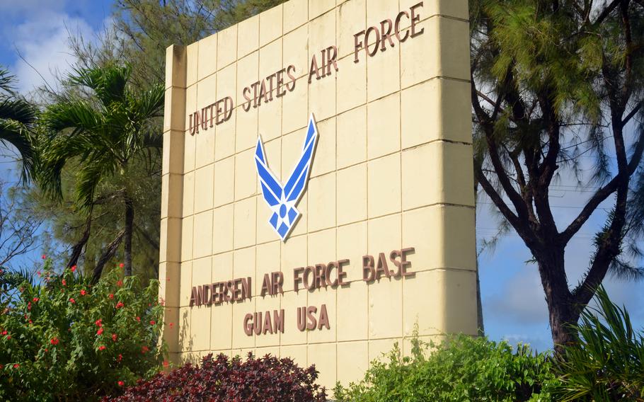 A sign at the entrance of Andersen Air Force Base.