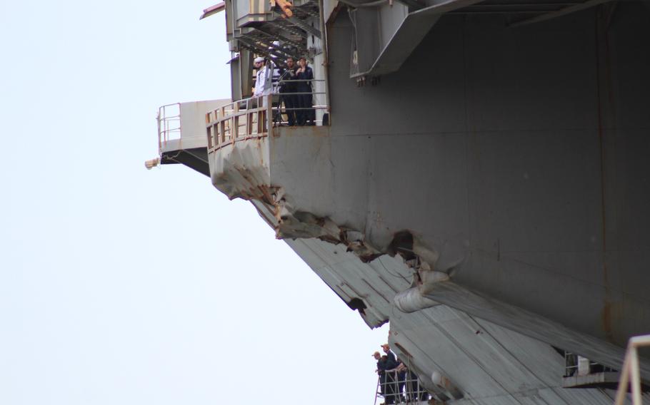 Evidence of the Truman’s collision.