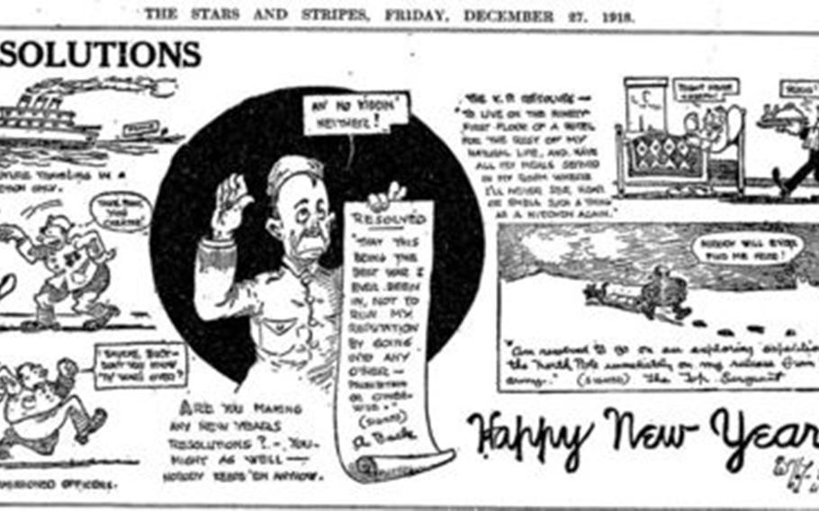 This strip, by Abian A. “Wally” Wallgren, appeared in The Stars and Stripes in December 1918.