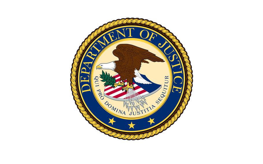 The Department of Justice logo.
