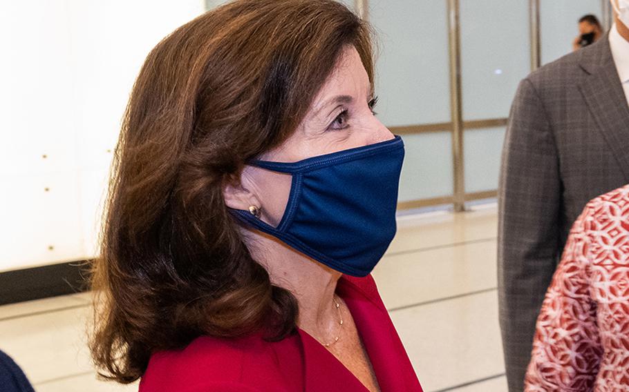 New York Gov. Kathy Hochul attends an event on Sept. 23, 2021, in Manhattan. Hochul on Friday, Nov. 26, declared a state of emergency to take effect in the state on Dec. 3, due to the new Omicron variant spreading in South Africa. 