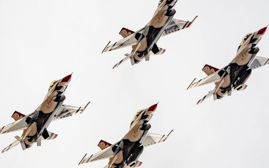 The Air Force Thunderbirds conduct winter training at Naval Air Facility El Centro.