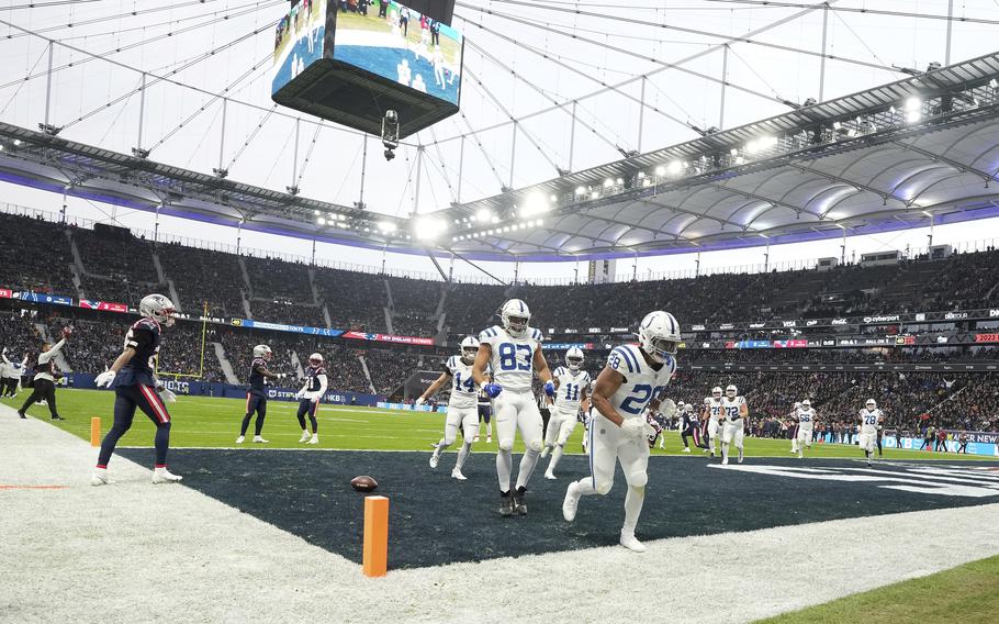 One of the NFL’s visits to Europe occurred Nov. 12 when
the Indianapolis Colts played the New England Patriots at
Deutsche Bank Park Stadium in Frankfurt, Germany.