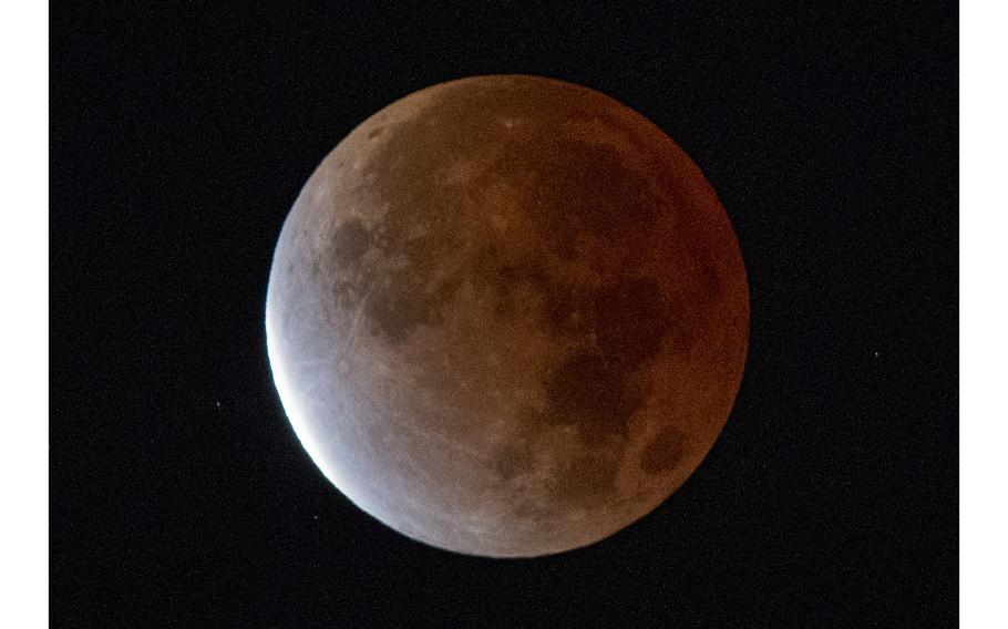The nearly total eclipse of the moon seen Nov. 19, 2021. 
