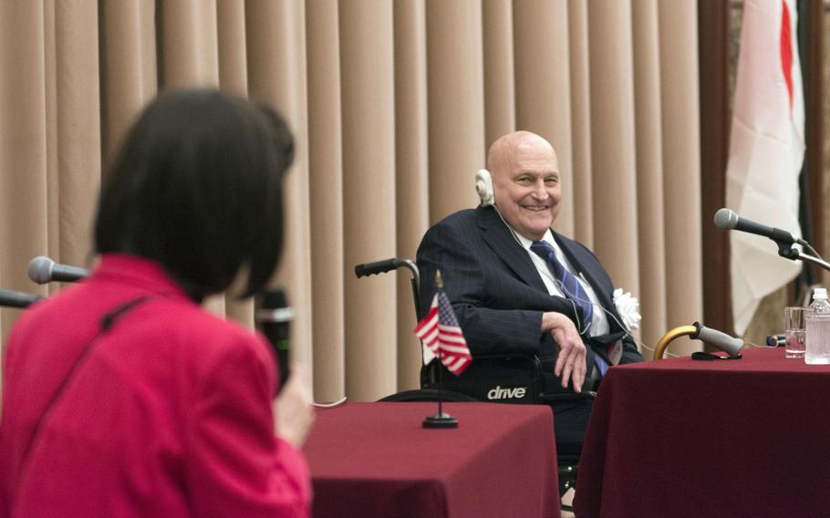 Former Deputy Secretary of State Richard Armitage takes a question at the Japan National Press Club in Tokyo, Thursday, Dec. 1, 2022. 