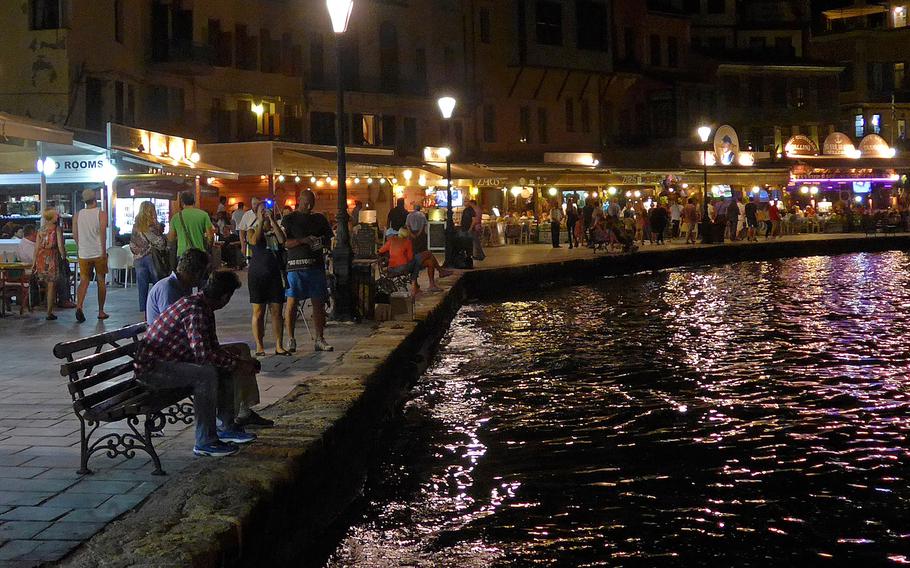 Restaurants, bars and cafes line the old port in Chania, Crete, the largest town near Naval Support Activity Souda Bay. The base raised the minimum drinking age for all military personnel on Crete to 21, instituted a curfew for all active-duty personnel and all ranks E-4 and lower are required to have a least one other service member with them when they leave base. 