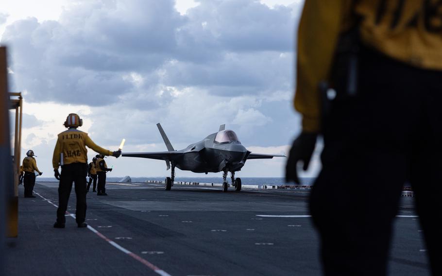 An aircraft on the flight deck of a ship.