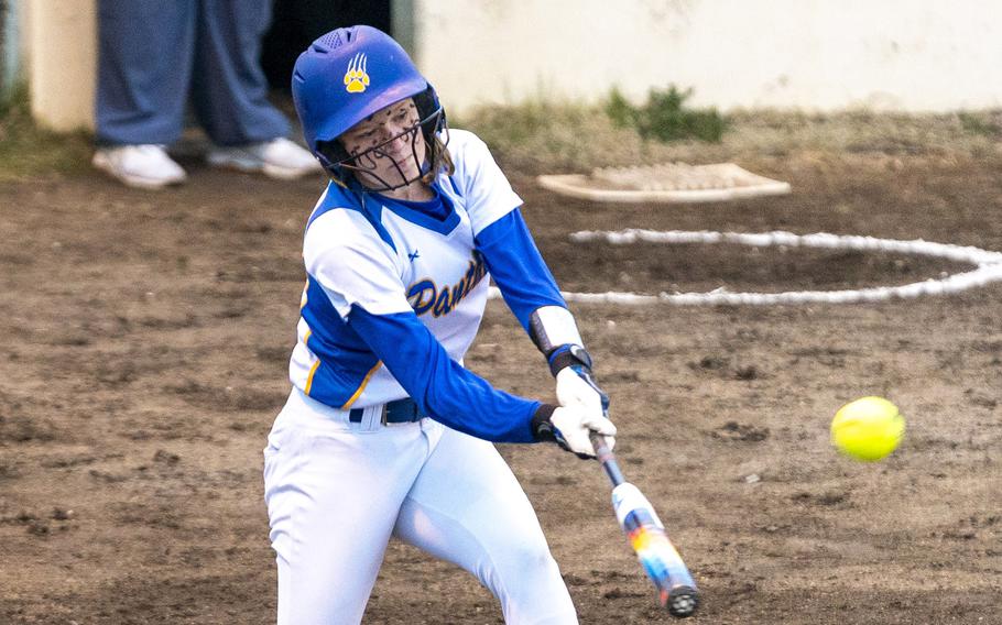 Kayla Bogdan swings at the ball.