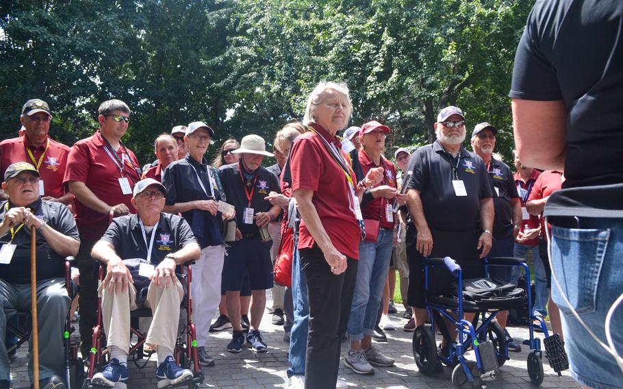 More than 80 Vietnam veterans and their families and friends took part in an Honor Flight from Michigan and gathered Saturday, June 18, 2022, at a pinning ceremony held at the Vietnam Veterans Memorial in Washington, D.C.