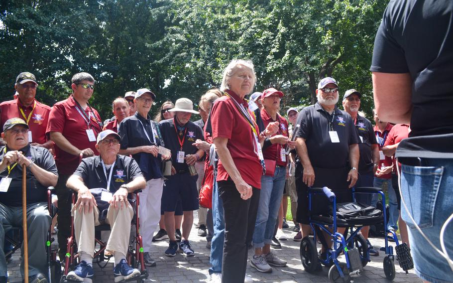 More than 80 Vietnam veterans and their families and friends took part in an Honor Flight from Michigan and gathered Saturday, June 18, 2022, at a pinning ceremony held at the Vietnam Veterans Memorial in Washington, D.C.