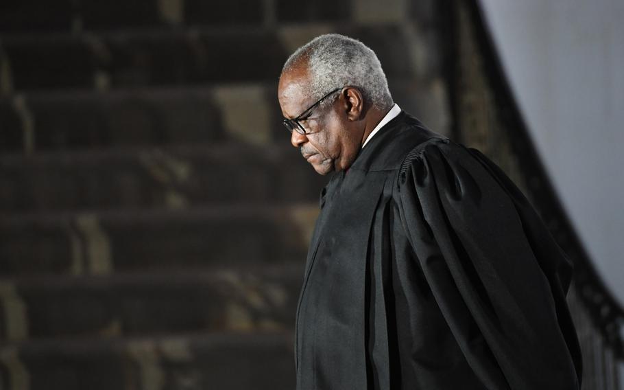 Supreme Court Justice Clarence Thomas, as seen in October 2020. 