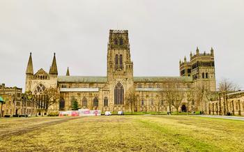 Durham Cathedral front view on a cloudy day