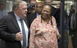 Denmark's Foreign Minister Lars Locke Rasmussen, left, and his South African counterpart Naledi Pandor meet in Pretoria, South Africa, Tuesday March 5, 2024. The two met for political consultation on Rasmussen two-day visit to the country. (AP Photo/Denis Farrell)