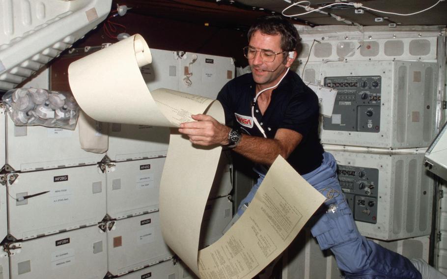 Adm. Richard H. Truly aboard the space shuttle Columbia in 1981. 