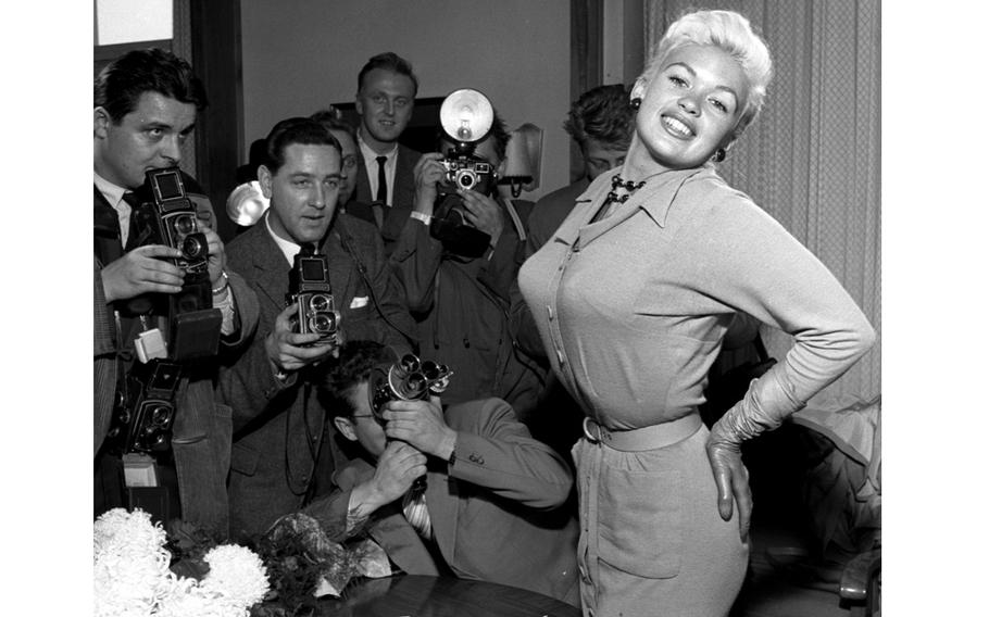 Jayne Mansfield in Germany in 1957.