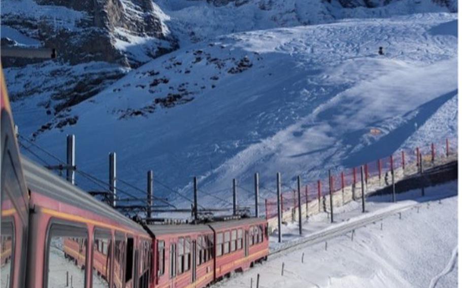 View from Jungfraubahn approaching to Eiger Glacier