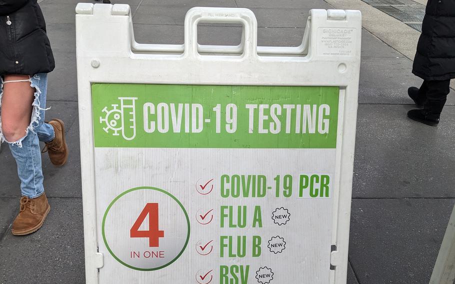 A testing booth for COVID-19, both major influenza strains, and RSV in New York City.