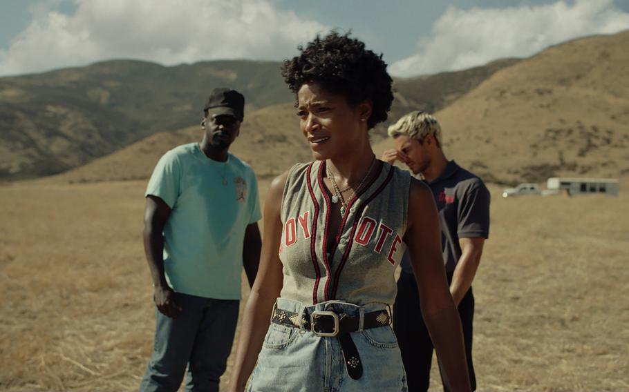 From left, Daniel Kaluuya, Keke Palmer and Brandon Perea in “Nope.” 