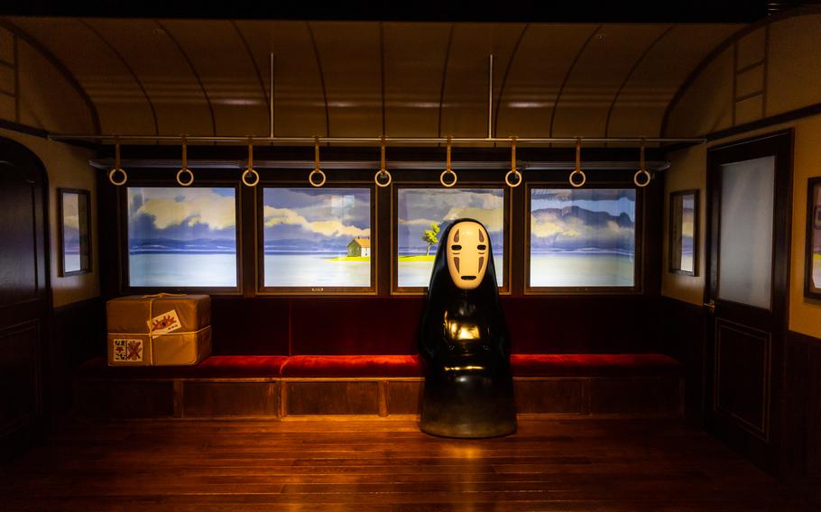 The character No-Face from Studio Ghibli's Spirited Away, one of the exhibits at the new Ghibli Park in Japan.