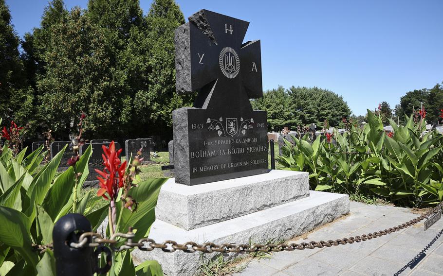 The monument at St. Mary’s Ukrainian Catholic Cemetery in Elkins Park honors the 14th Waffen Grenadier Division of the SS. It has received little public scrutiny until recently.