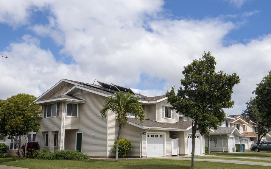 Homes at Hale Moku military housing near Joint Base Pearl Harbor-Hickam, Hawaii, in 2019. The Navy would have to spend more than $49 billion on about 20,000 buildings at its U.S. bases used for housing, medical services and other purposes to get the facilities up to standard and improve them, an analysis by the Congressional Budget Office shows.