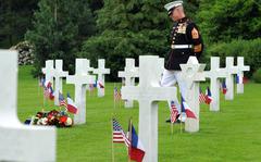 Marine Sgt. Maj. Darrell Carver, 6th Marine Regiment, walks through the graves at Aisne-Marne American Cemetery in Belleau, France, during the Memorial Day ceremony there in 2017.





