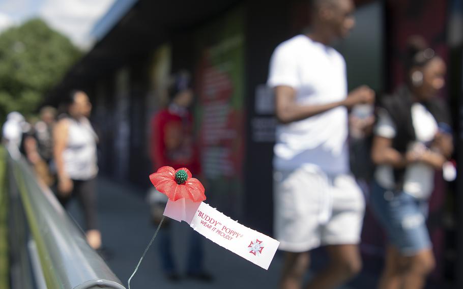 Buddy Poppies were handed out at the USAA Poppy Wall of Honor on Saturday, May 28, 2022, in Washington D.C., for visitors to wear proudly on their clothing.