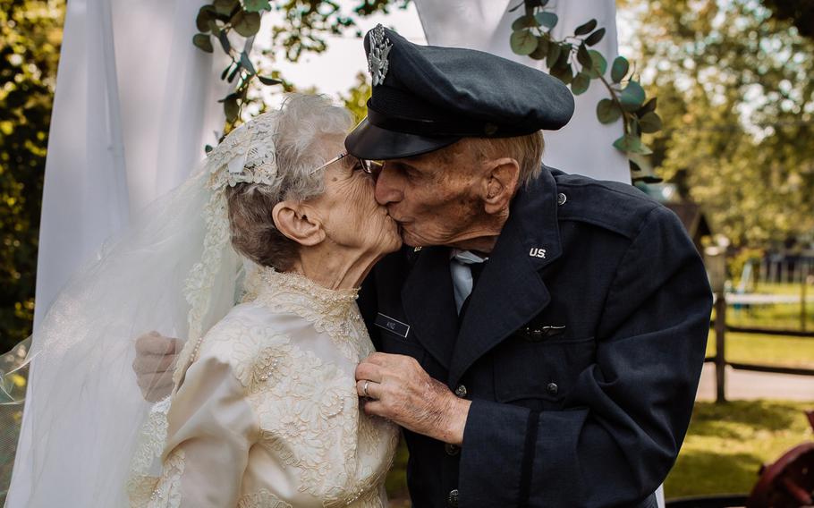 Frankie donned a vintage 1940s dress, and Royce wore his Air Force uniform. They were married in 1944. On Sept. 24, 2021, the couple celebrated their 77th anniversary with a wedding-style photo shoot. 