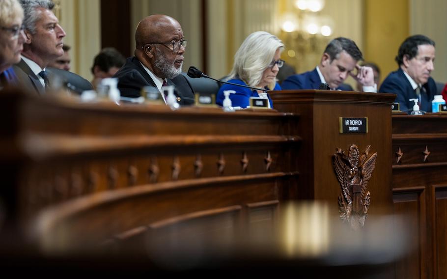 U.S. Rep. Bennie Thompson, D-Miss., chair of the House Select Committee to Investigate the January 6th Attack on the U.S. Capitol, delivers remarks during a select committee hearing in the Cannon House Office Building on Oct. 13, 2022, in Washington.